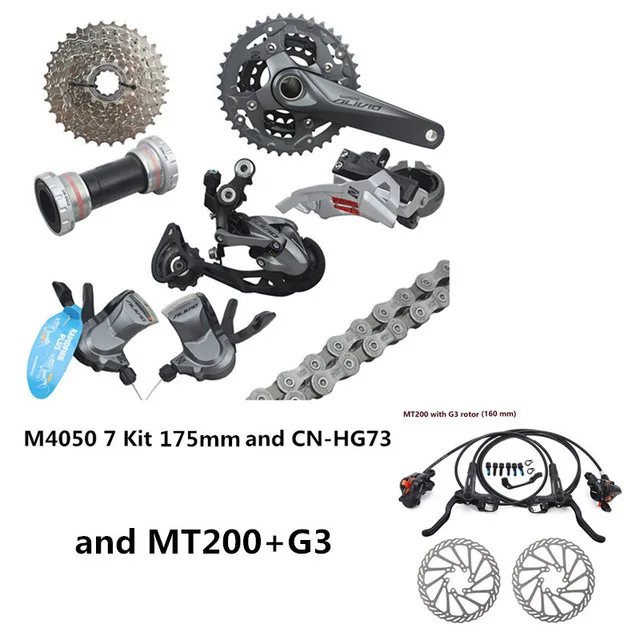 175mm Kit and MT200 SHIMAN0 ALIVIO м/4000M4050 9-27-скорость горный велосипед сдвиг 7-кусочная переключения комплект совершенно аппарат не Привязанный к оператору сотовой связи 170/175 мм - Цвет: 175mm Kit and MT200