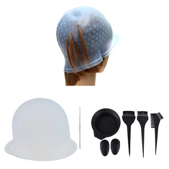 

6 in 1 Hair Coloring Kit Dyeing Bowl Brushes Comb Salon Hair Tinting Cap Hook Highlighting Mixing Bowl Ear Protectors Covers