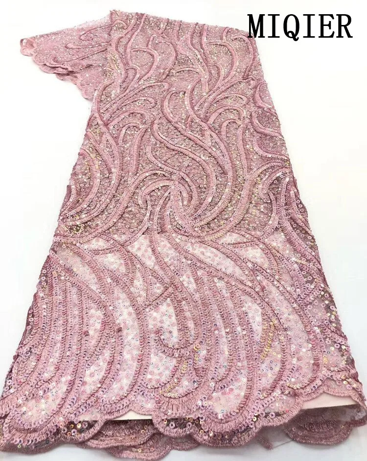 

MIQIER 2020 High Quality nigerian tulle fabric French Tulle lace Women Dress Embroidered Sequin Lace Fabric African tb4