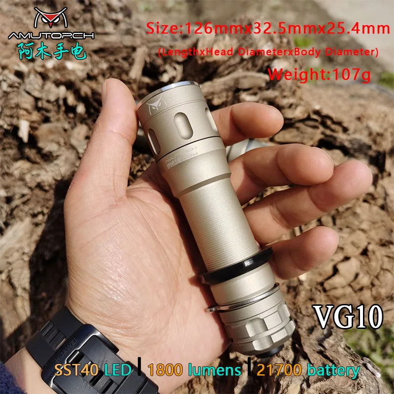 Amutorch VG10 2020 Новый CREE SST40 1800 люмен мощная яркость Тактический светодиодный фонарь