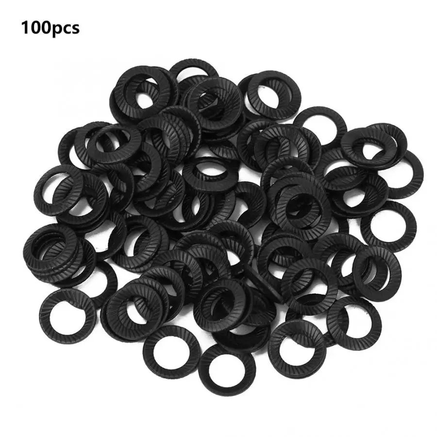 

100Pcs/set Steel Ribbed Lock Washer Spacers Washers Anti-skid Gaskets with Double-sided Ridges