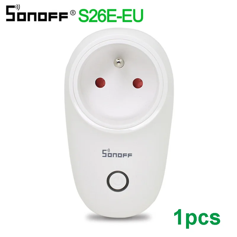 1-5 шт. SONOFF S26 EU E wifi умная розетка, светильник, розетка, таймер, 220 В, беспроводной пульт дистанционного управления Alexa Google Home - Цвет: S26E-EU 1pcs