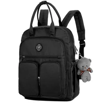 

2019 Fashion Woman Backpack Waterproof Nylon Soft Handle Solid Multi-pocket Travel Zipper School Bags Free Shipping