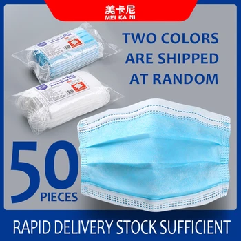

50pcs 3 layers mouth mask Bacteria Proof Flu nonwovens Disposable Mask Dustproof Health Care Men Women