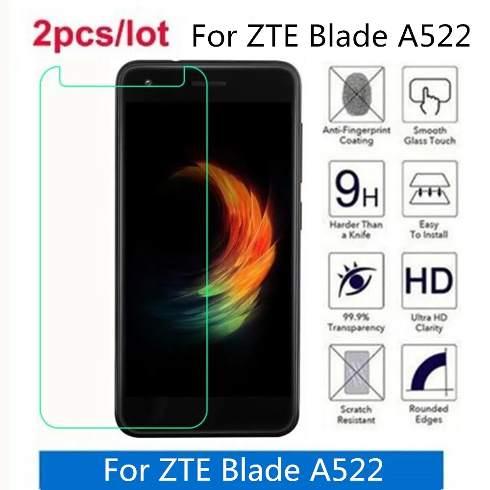 

2 Pcs/Lot For ZTE Blade A522 Tempered Glass 9H 2.5D Premium Screen Protector Film On For ZTE Blade A522