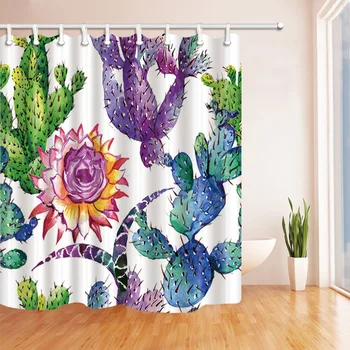 

Green Tropical Plants Shower Curtain Mildew Resistant Leaves Printing Shower Waterproof Curtain With Plastic Hanging Hooks