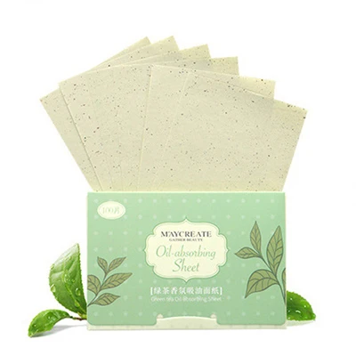 100pcs Tissue Paper Face Oil Blotting Papers Oil Absorbing Sheets Face Cleanser Acne Treatment Deep Cleansing Portable Face Pads - Количество: Green Tea