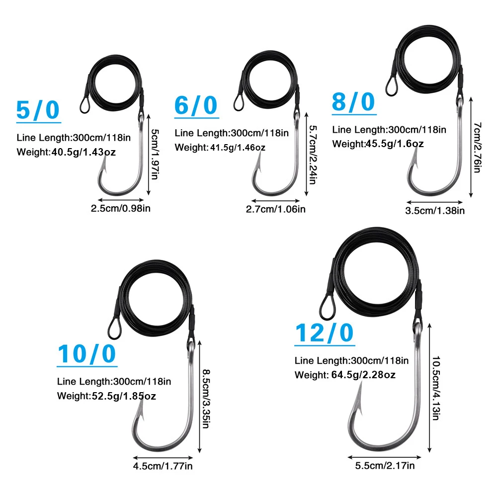 2PCS Tuna Fishing Hooks 400LB Big game Trolling Jig Bait rig