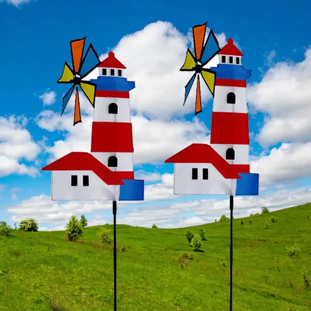 3D Colorful House Windmill Wind Spinner Whirligig Pinwheel Yard Garden Decor Outdoor Classical Kids Toys Nice Gift for Children 1