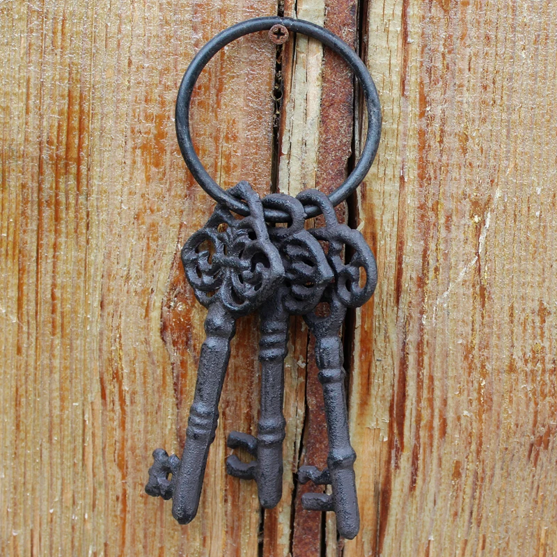 Vintage Rustic Cast Iron Keys Lock Decor Ornament European Home Garden