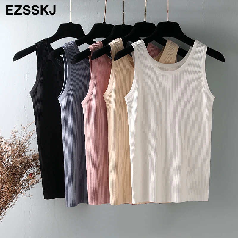Spring Summer Women O-neck Knitted Tank Top Baisc Camis Casual ...