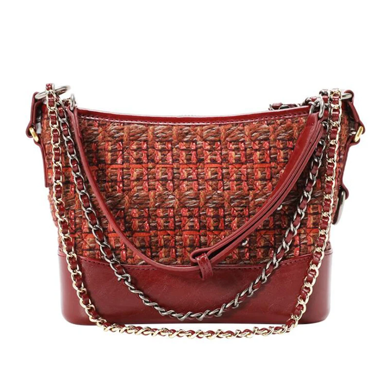

Fashion Plaid Design Women Bags Vintage Ladies Chain Shoulder Crossbody Bags Trendy High Capacity Women Tote