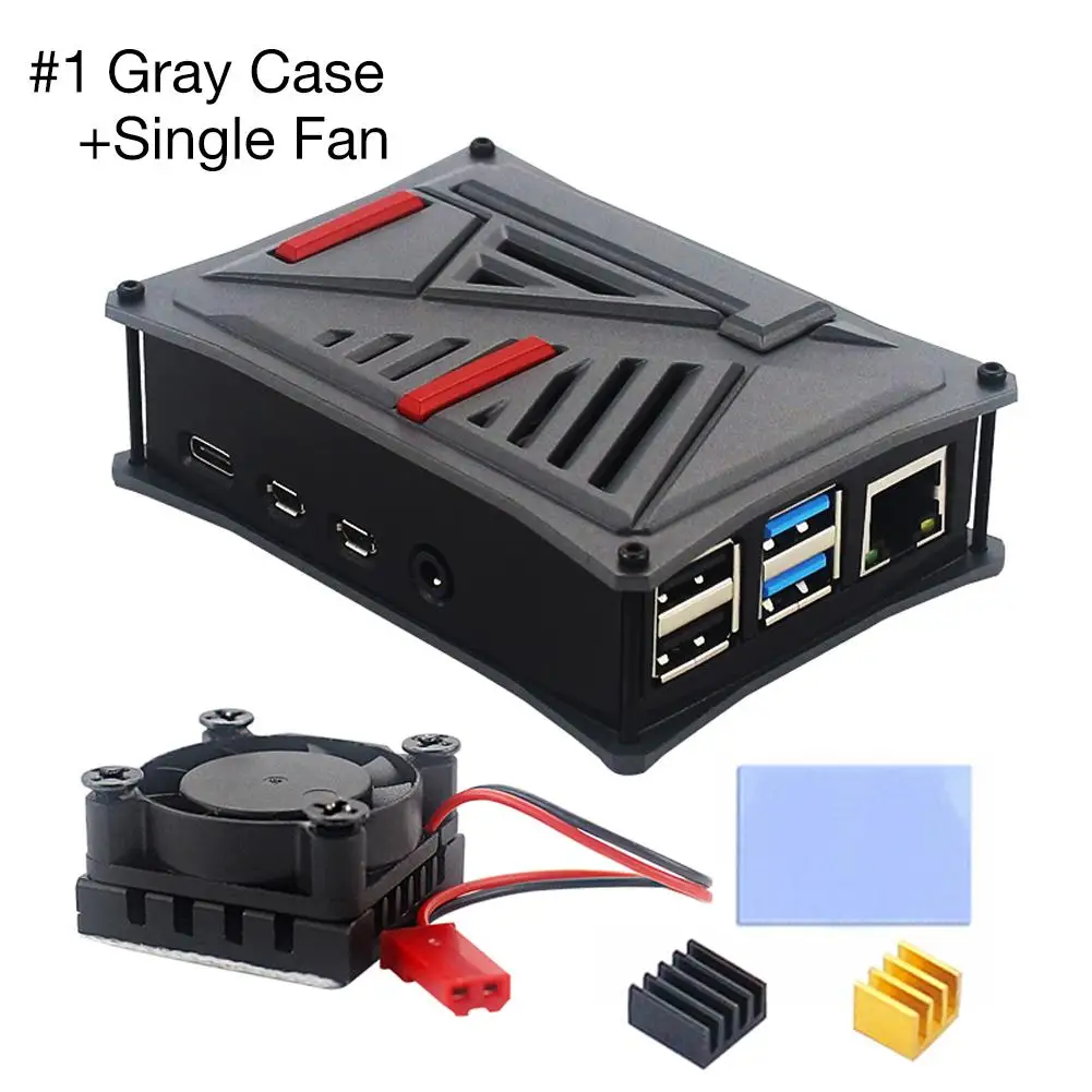 Для Raspberry Pi 4 Модель B ABS чехол пластиковый корпус с охлаждающим вентилятором для Raspberry Pi 1G 2G 4G - Цвет: Gray Case Single Fan
