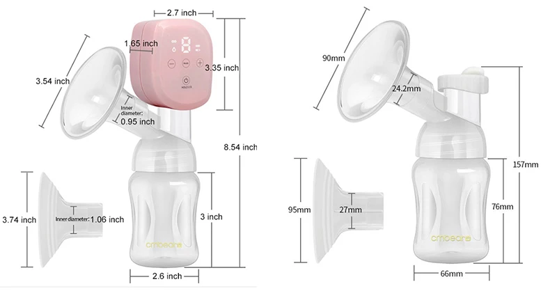 Electric breast pumps Cmbear All-in-on Intelligent LCD Display USB breast pump Baby Breastfeeding Painless Powerful Electric Breast Pump bottle single electric breast pump