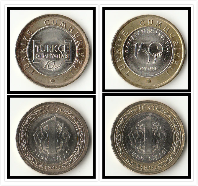Оригинальные турецкие монеты 2012 года 2 шт. для Ближнего Востока Азии 100%