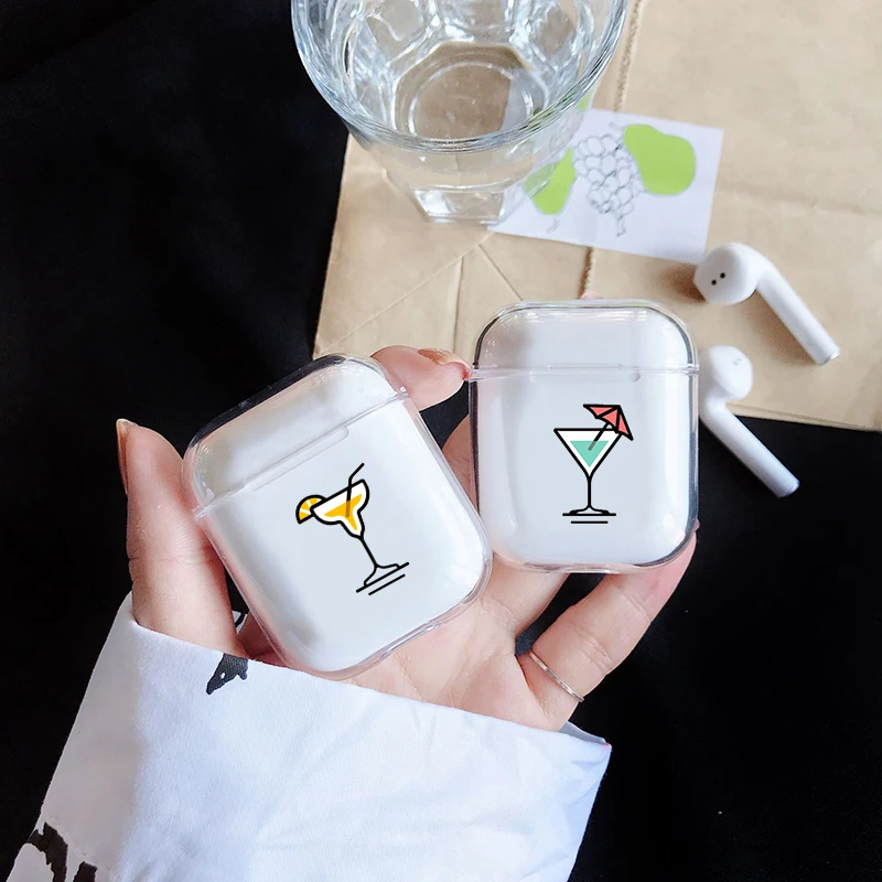 Жесткий милый мультяшный чехол Airpod 2 для IPhone Airpods модный прозрачный горячих