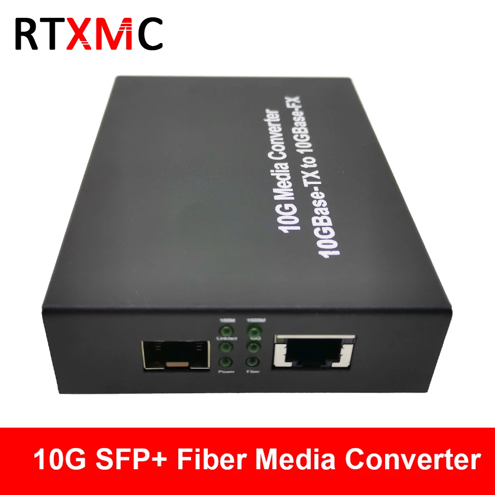 10G Улучшенный SFP+ медиаконвертер 10GBase-T Ethernet коммутатор RJ45 в оптический Волоконно-оптический приемопередатчик Оптический конвертер FTTH инструмент постоянного тока