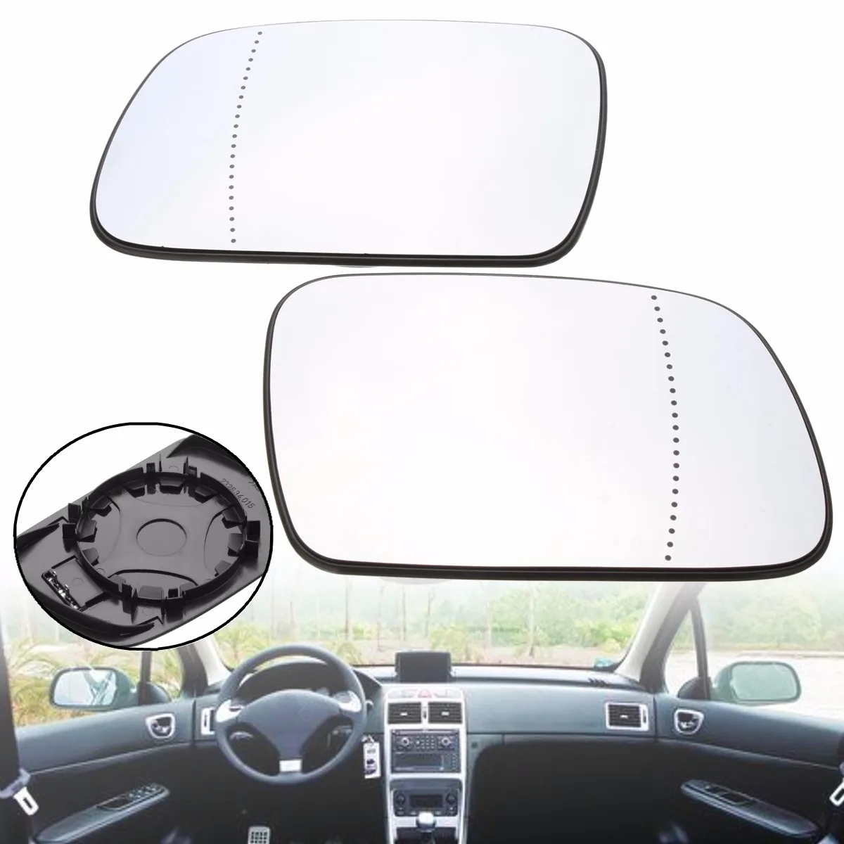 Gauche Côté Passager Grand Angle Wing Door Mirror Glass for Peugeot 407 2004-2008