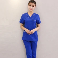 Best Price 100% Pure Cotton Nursing Uniforms Fashion Scrubs Set for Women Color Blocking Sedign V-Neck Short Sleeves Top + Pants Best Price 100% Pure Cotton Nursing Uniforms Fashion Scrubs Set for Women Color Blocking Sedign V-Neck Short Sleeves Top + Pants