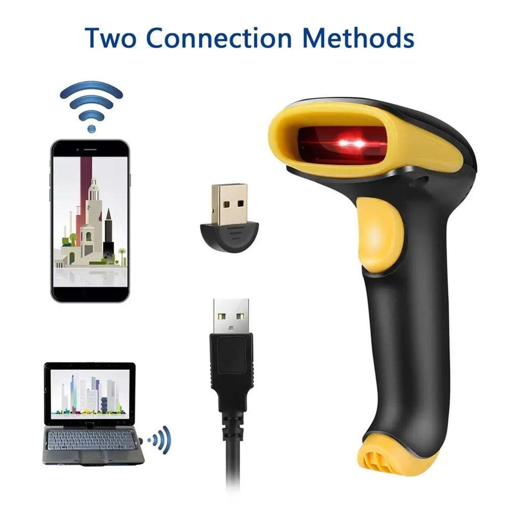 Bluetooth 4,0 usb-сканер штрихкодов проводной Ручной лазерный сканер штрихкодов автоматическое распознавание и сканирование(черный и желтый