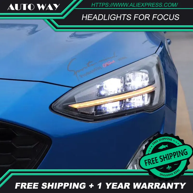 Автомобильный Стайлинг для Ford Focus фары 2019 динамический сигнал Led Drl Hid Bi Xenon