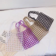 

Hand-woven Large-capacity Beaded Shoulder Bag Fashion 2020 New Long Acrylic Beads Hollow Ladies Casual Crossbody Bag Wholesale