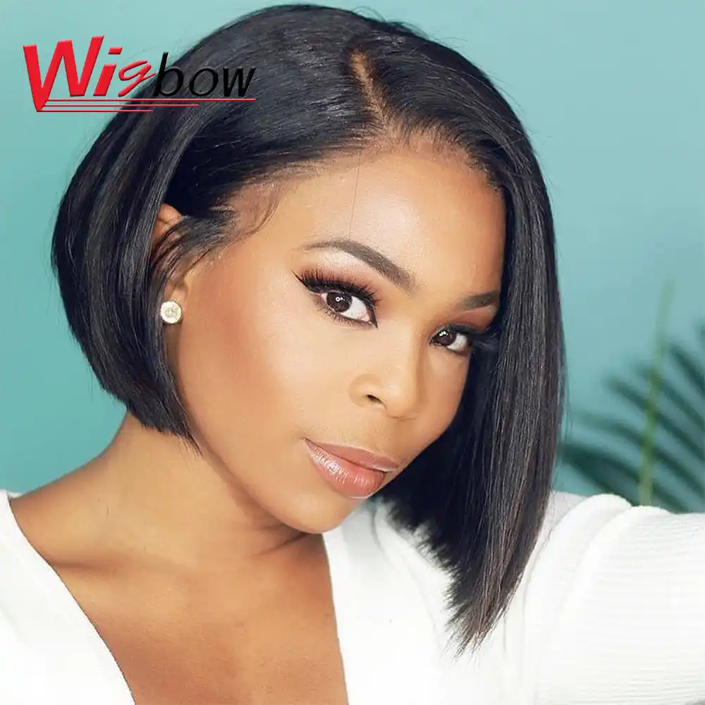 Korotkie Pariki Iz Chelovecheskih Volos Dlya Chernokozhih Zhenshin Brazilskie Chelovecheskie Volosy Pryamye Korotkie Pariki S Kruzhevom Speredi Chelovecheskie Volosy S Besplatnoj Dostavkoj Aliekspress
