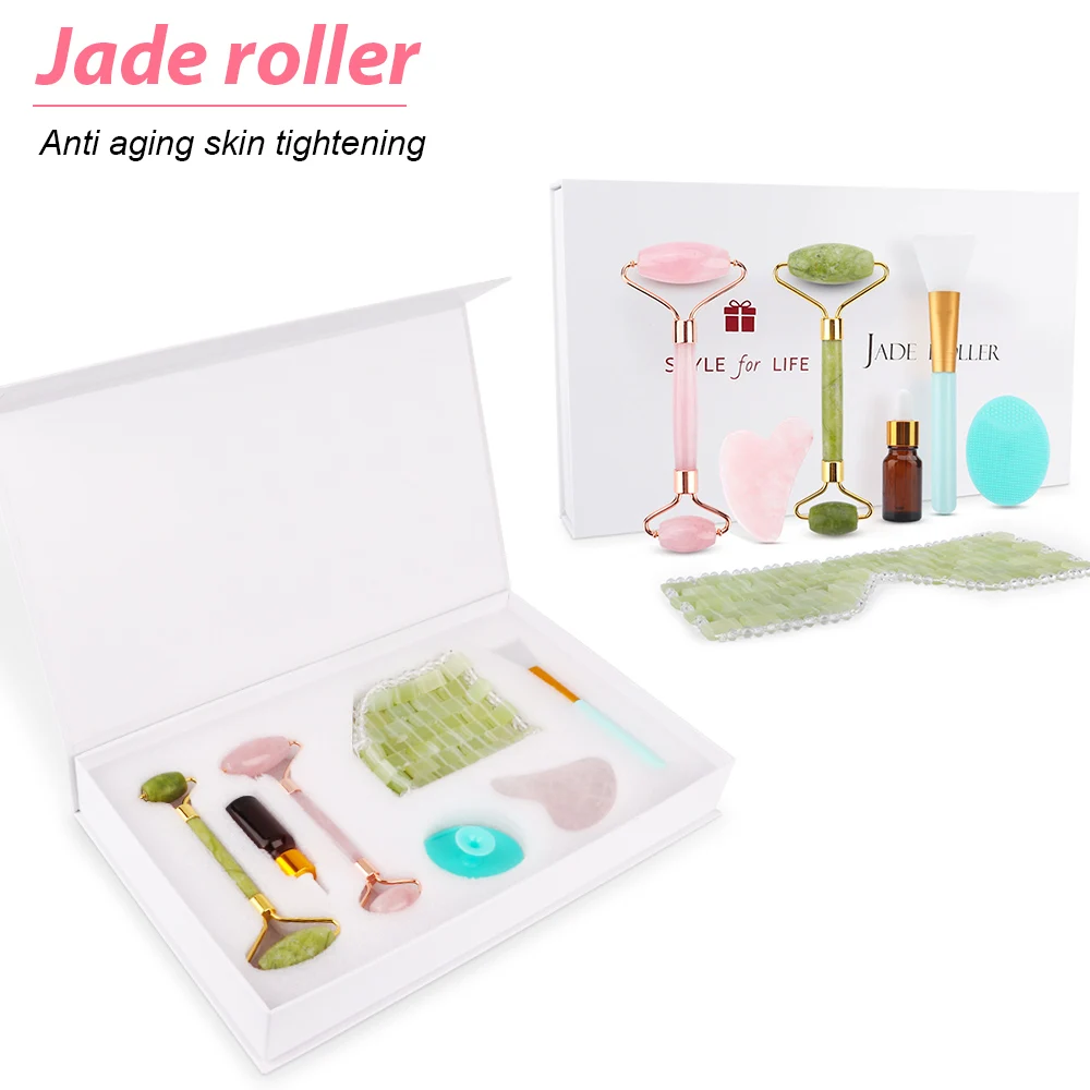 

Jade Roller Slimming Face Massager Lifting Tool Natural Jade Eye Mask Stone Jade Roller Set Facial Massage Roller Eye Care
