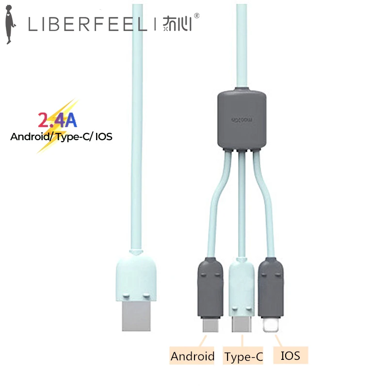 Usb кабель LiberfeelMaoxin 3 в 1 для быстрой зарядки iPhone 11X8 8P 7|Кабели передачи данных| |