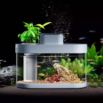 

Geometry Fish Tank Smart Feeder 7 Colors LED Light Self-Cleaning High Efficiency Filtration Wifi Mini Aquarium With App Control
