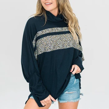 

Autumn 2019 Winter Pullover Leopard Women Hoodies Sweatshirt Female Casual Turtleneck Long Sleeve Women's Sweatshirts