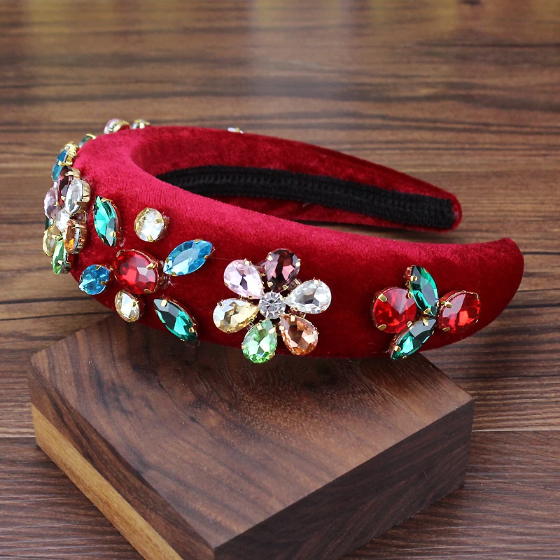 Huge Baroque Luxury Pink And Red Crystal Bride Crown Headband Rhinestone Pearl Women Hairband Wedding Party Hair Accessories