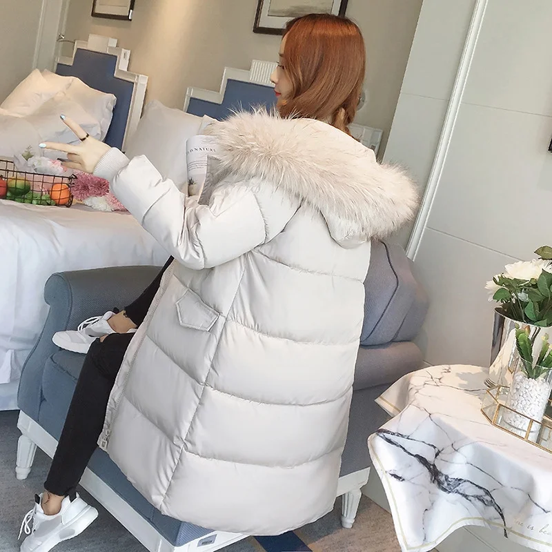Best women parkas thicken big fur collar long coat over the knee 2019 winter clothes Korean loose cotton coats women #039;s jacket
