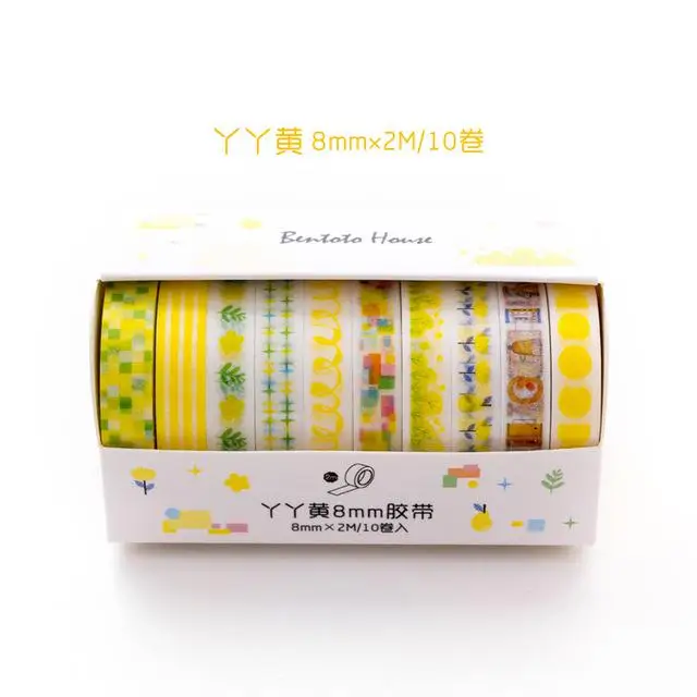 10pcs Fresh Color Basics Bullet Journal Handbook Diary DIY Decorative Washi Tapes Set Scrapbook Supplies Stickers Scrapbooking - Цвет: 3