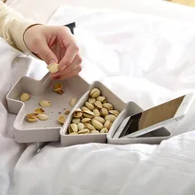 Platos de aperitivo navideño en forma de árbol, Caja de almacenaje de frutos secos, con tres compartimentos, para Navidad