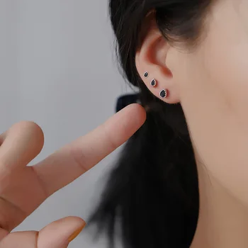 

S925 Sterling Silver Earrings Simple Fashion Small Fresh Cute Drop-Shaped Multi-color Zircon Cute Delicacy Design Ornament