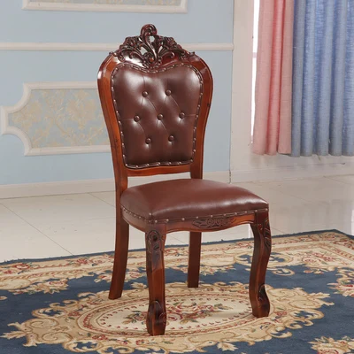 Королевский столовый стул резная древесина домашний ресторанный стул из мягкой искусственной кожи Американский Стул Для отдыха мебель B554 - Цвет: d