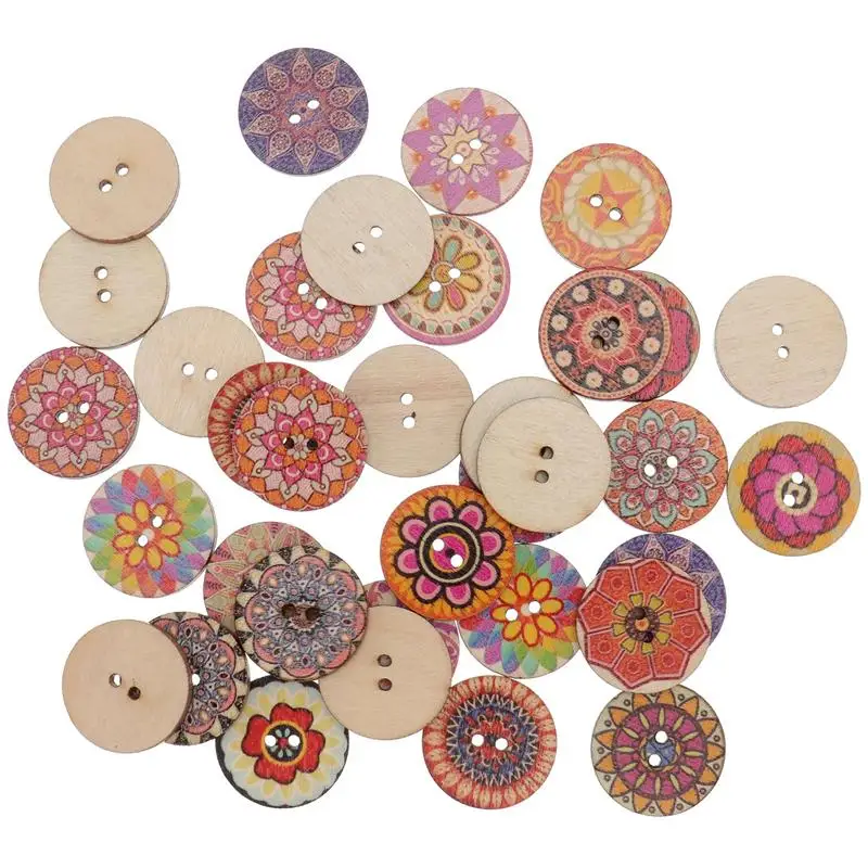100 Pezzi Di Bottoni Colorati In Legno A Forma Di Fiore Per Cucito Scrapbooking Fai Da Te Fiore~p121562084
