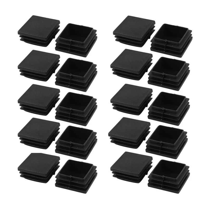

New 20 pieces Plastic square tube coupling cap plug cap 40 mm x 40 mm black