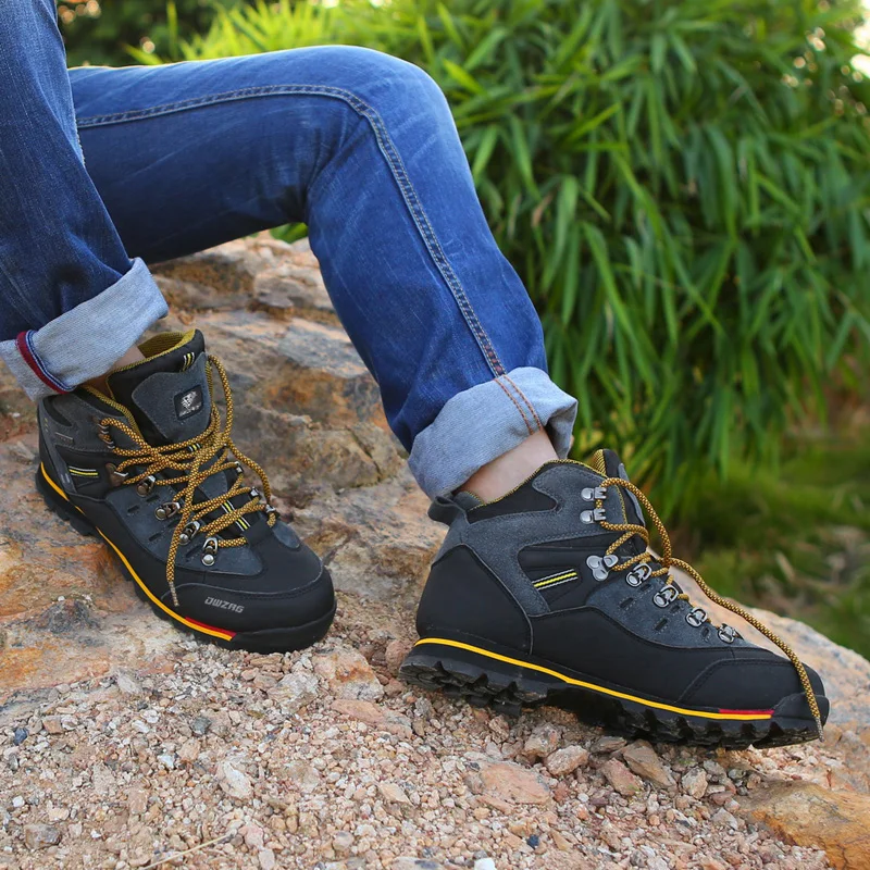 Мужские ботинки из натуральной кожи размера плюс 40-46, уличные походные ботинки, модные водонепроницаемые ботинки для мужчин, зимние ботинки