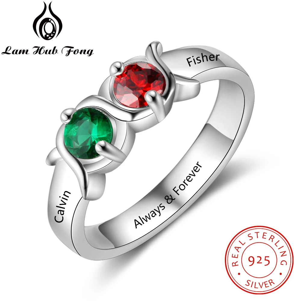 

Personalized Engraved Name Ring 925 Sterling Silver Custom Birthstone Ring Promise Jewelry Gift for Women Couples(Lam Hub Fong)