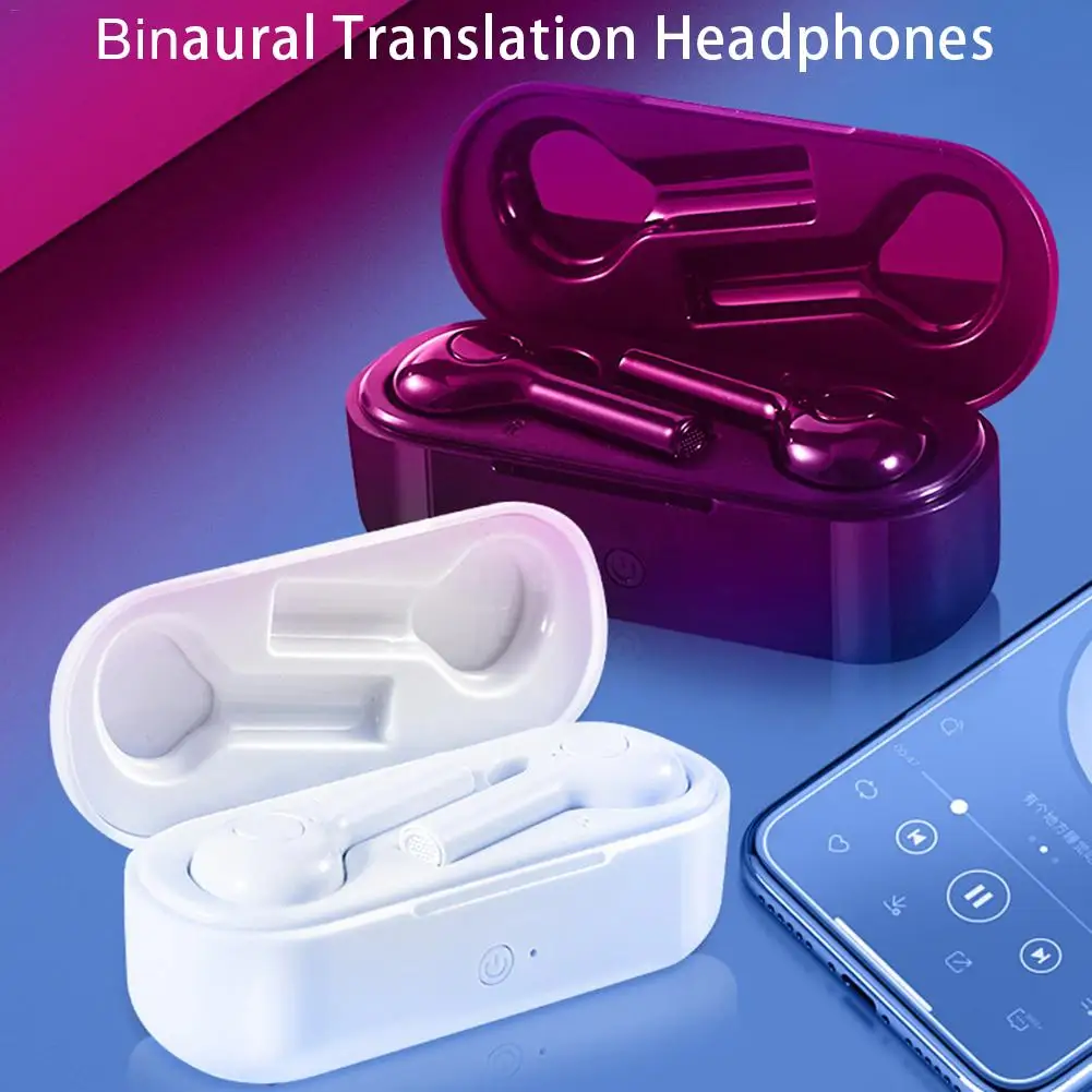 

Rondaful 33 Language Translation Bluetooth Earphone TWS5.0 Stereo Earbuds With Charging Bin Sports Earphone For Business Meeting
