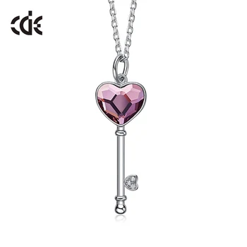 

CDE Women Necklace 925 Sterling Silver Necklace Embellished with crystals Heart Pendant Necklace Jewelry Valentine's Day Gift