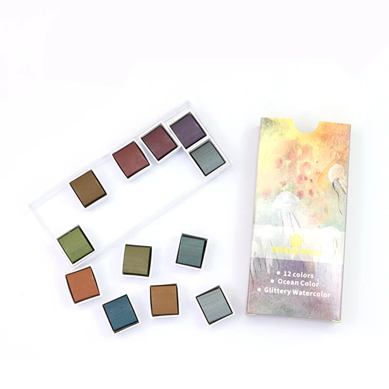 DEDEDEPRAISE 6/12 Colors Solid Watercolor Paint Watercolor Pigment For Handmade Drawing Professional School Kids Art Supplies