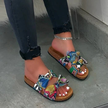 

New summer comfortable flat bottom outdoor Plus size flat bottom Women's slippers Fashion sexy bowknot solid color Slippers