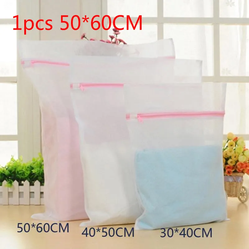 3 Size Printing Zippered Mesh Laundry Bag Polyester Washing Net Bag For Underwear Sock Washing Machine Pouch Clothes Bra Bags 
