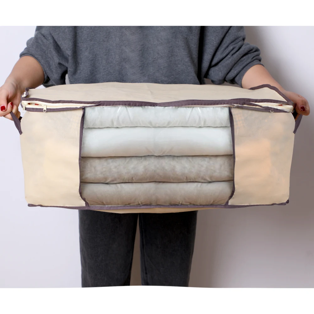 Складной, стеганый мешок для хранения нетканых материалов одежда отделка одеяла сумка для хранения шкаф свитер гардероб Органайзер