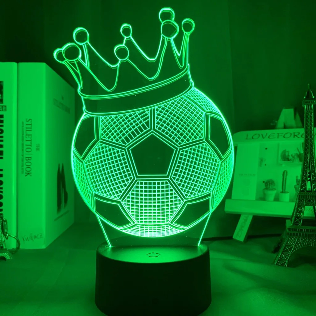 

3d Illusion Kids Night Light Football Crown 7 Colors Changing Nightlight for Child Bedroom Atmosphere Soccer Room Desk Lamp Gift