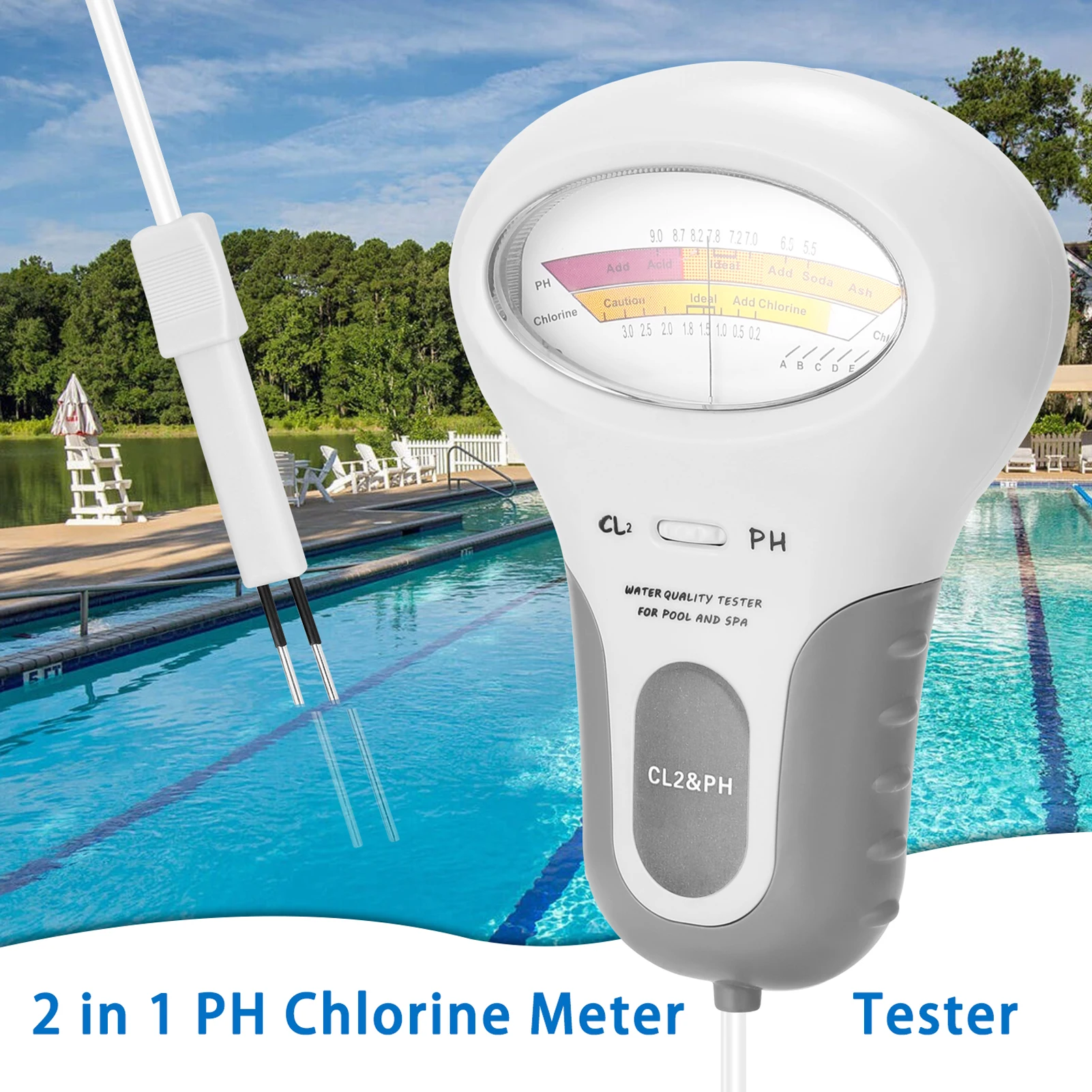 Kkmoon 2 In 1 Ph Chloor Meter Tester PC 102 Ph Tester Chloor Water