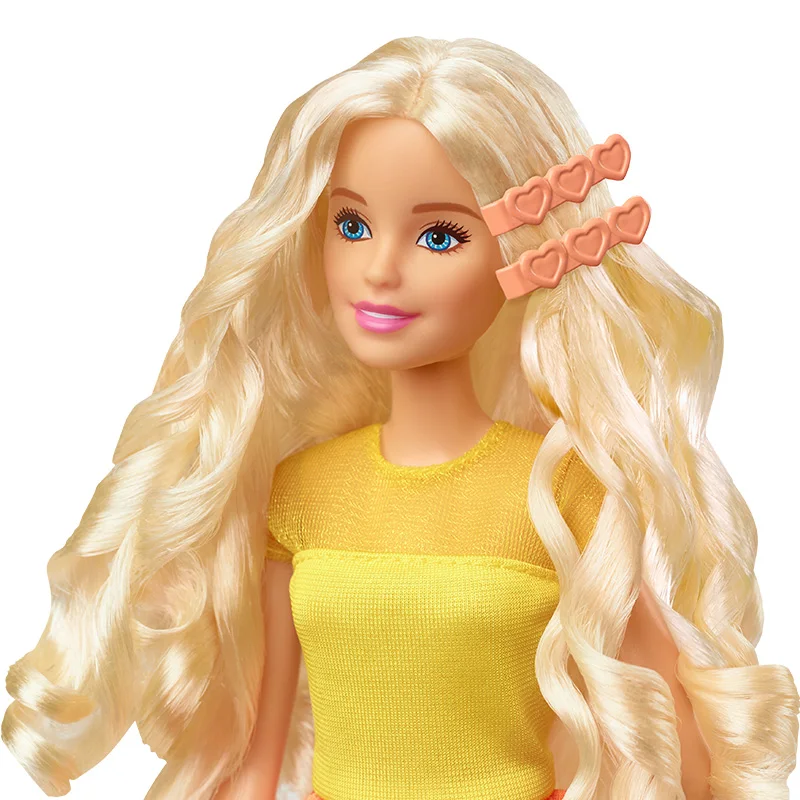 New Genuine Barbie Doll Curly Hair Design Set Ultimate Blond Long Curls Comb Hairpin Accessories Beauty Girl Toy - Dolls - AliExpress
